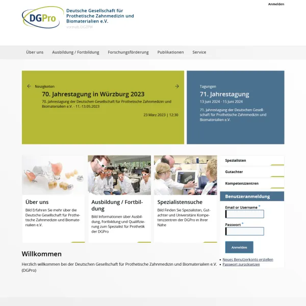 Screenshot Startseite der fertigen Website von DGPro unter Drupal 10.