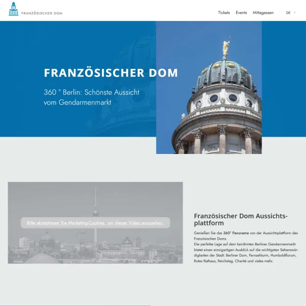 Screenshot der fertigen Website von Französischer Dom unter Drupal 10.