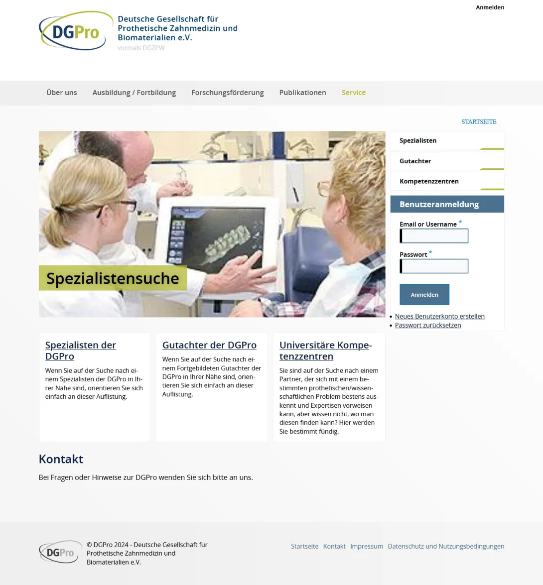 Screenshot der fertigen Website von DGPro unter Drupal 10.