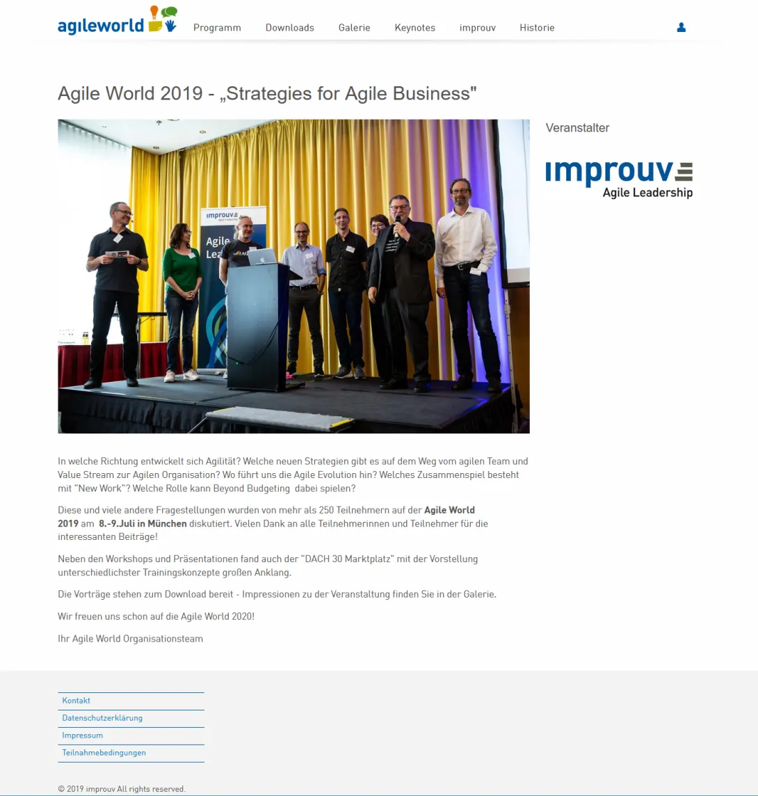 Screenshot der fertigen Website von Agile World unter Drupal 8.