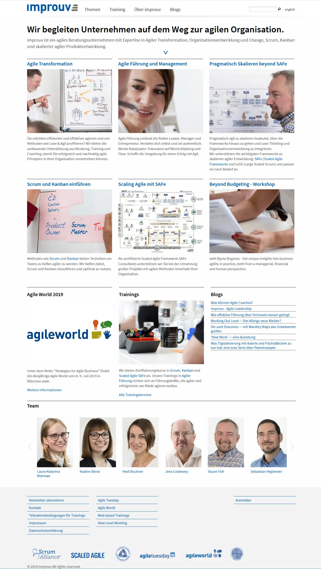 Screenshot Startseite der fertigen Website von improuv unter Drupal 8.