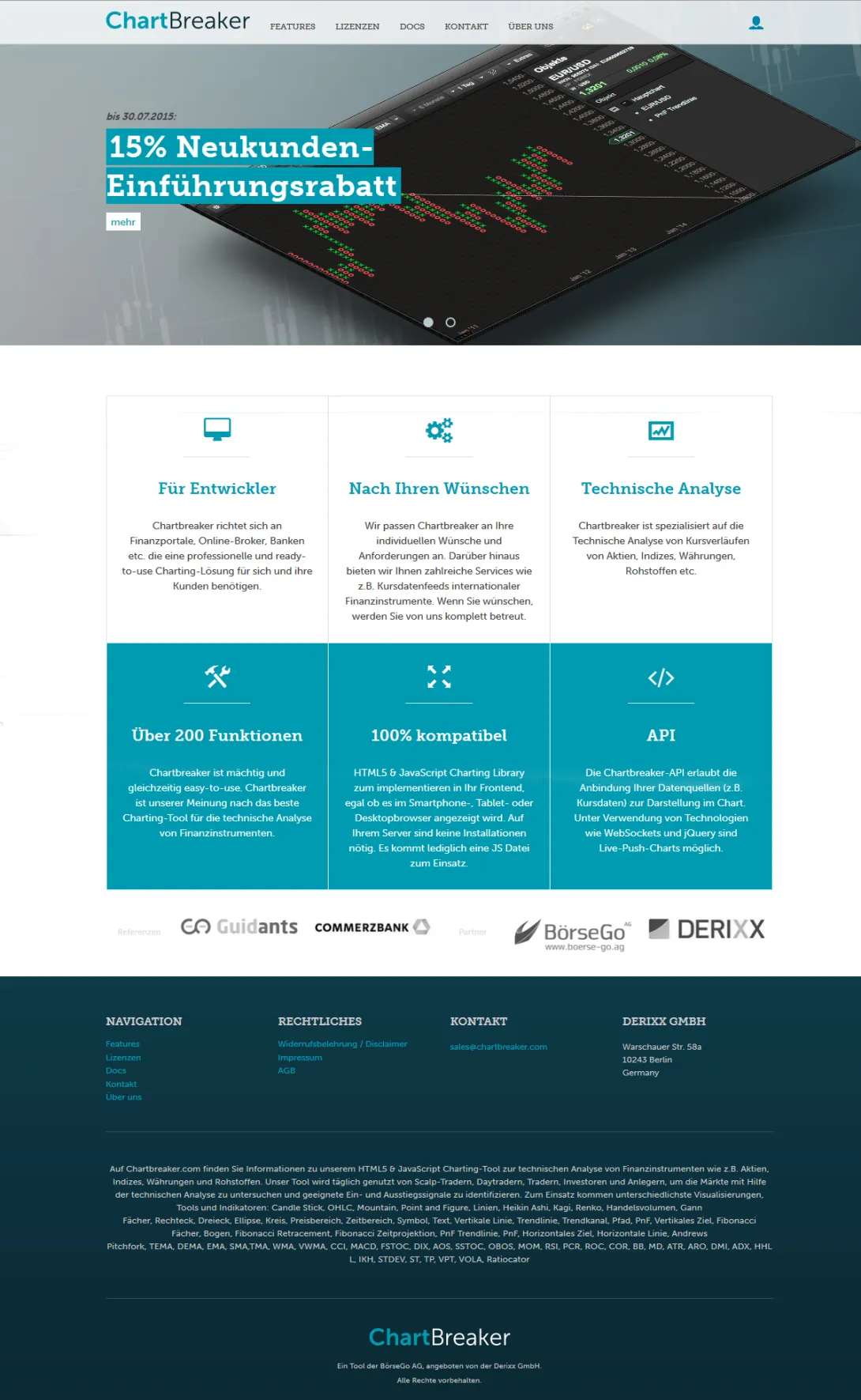 Screenshot der fertigen Website von chartbreaker unter Drupal 7.